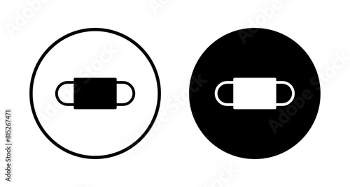 Mask icon vector isolated on white background. Man face with mask icon. Safety breathing masks. Industrial safety N95 mask. Medical mask vector icon.