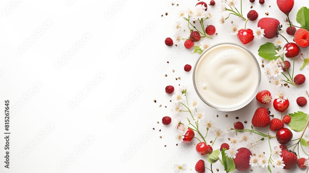 Yakult Smoothie food poster card design flowers and copy space Yakult Smoothie food poster card design flowers and copy space