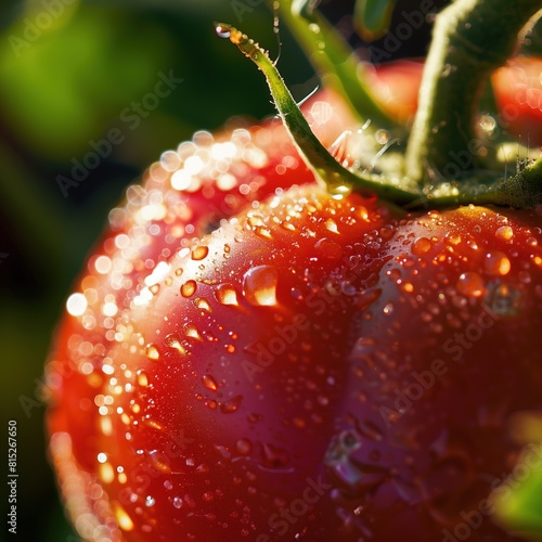 a close up of a tomato that has water on it