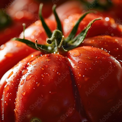 a close up of a tomato that has water on it