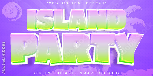 Cartoon Island Party Vector Fully Editable Smart Object Text Effect