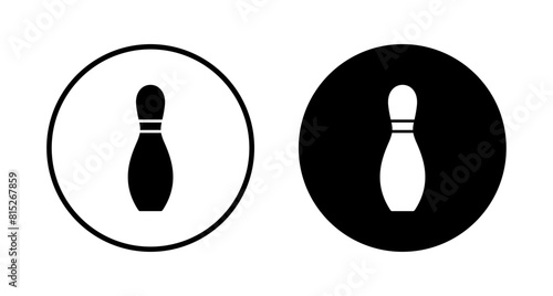 Bowling game Pin Icon vector isolated on white background. Bowling icon, ball and pin