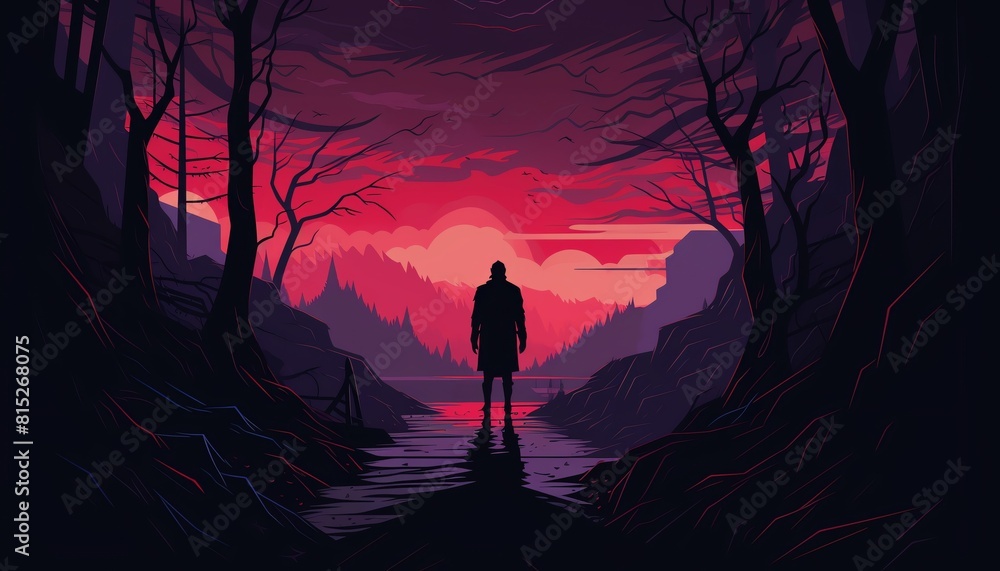 Nightmare shadows flat design front view terror theme animation Tetradic color scheme. Nightmare shadows flat design front view terror theme animation Tetradic color scheme.