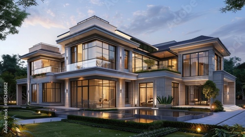 Beautiful modern style luxury home exterior at suns realistic © Nabeel