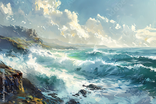 illustration of the beauty of the steep, windy cliffs against the crashing waves