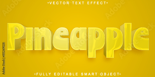 Cartoon Yellow Fruit Pineapple Vector Fully Editable Smart Object Text Effect