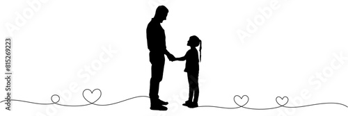 Illustration father and daughter silhouette for father's day and children day of vector