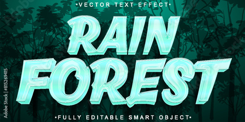 Cartoon Turquoise Rain Forest Vector Fully Editable Smart Object Text Effect