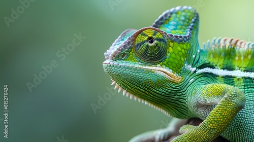 Green colored chameleon close up © Love Muhammad