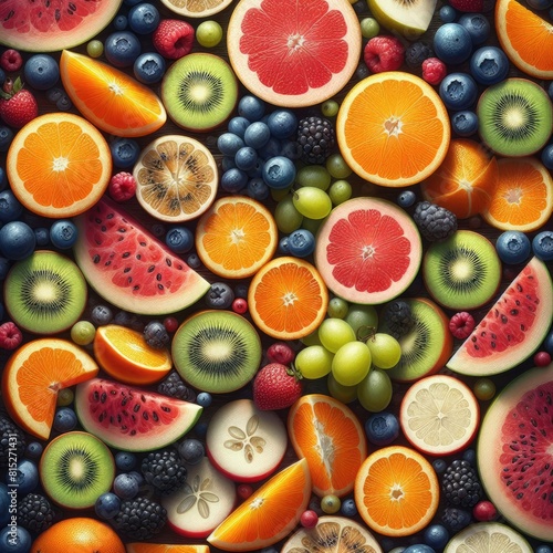 Snapshot of Fresh Fruit Slices  Nature s Colorful Aromas