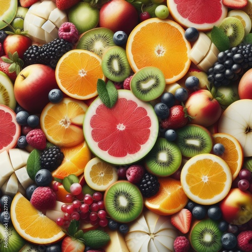 Snapshot of Fresh Fruit Slices  Nature s Colorful Aromas