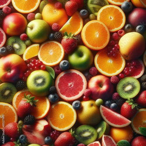 Snapshot of Fresh Fruit Slices  Nature s Colorful Aromas