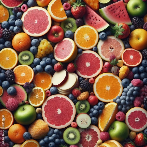 Snapshot of Fresh Fruit Slices  Nature s Colorful Aromas