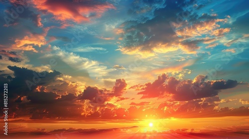 Beautiful sunset sky. Nature sky backgrounds realistic