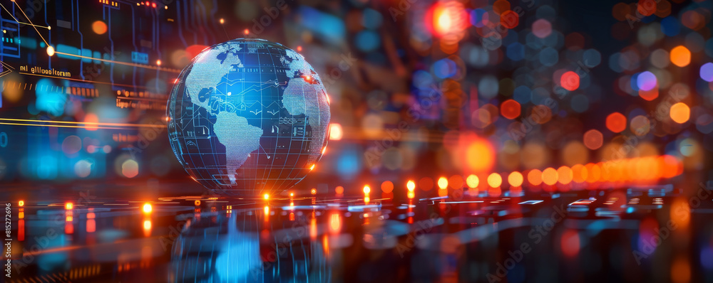 Digital world globe, a global network Digital world globe, a global network