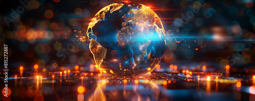 Digital world globe  a global network
