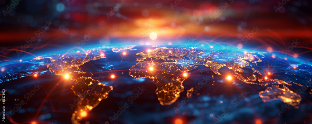 Digital world globe, a global network Digital world globe, a global network