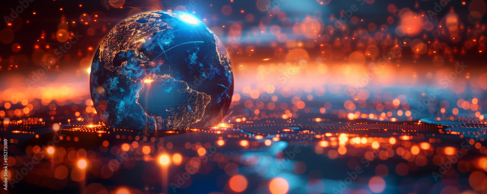 Digital world globe, a global network Digital world globe, a global network