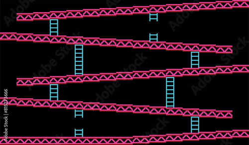 Landscape background arcade game pixelated monkey 80s
