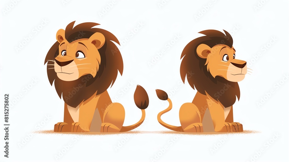 Cartoon lion flat design, side view, lion theme, cartoon drawing, colored pastel Cartoon lion flat design, side view, lion theme, cartoon drawing, colored pastel