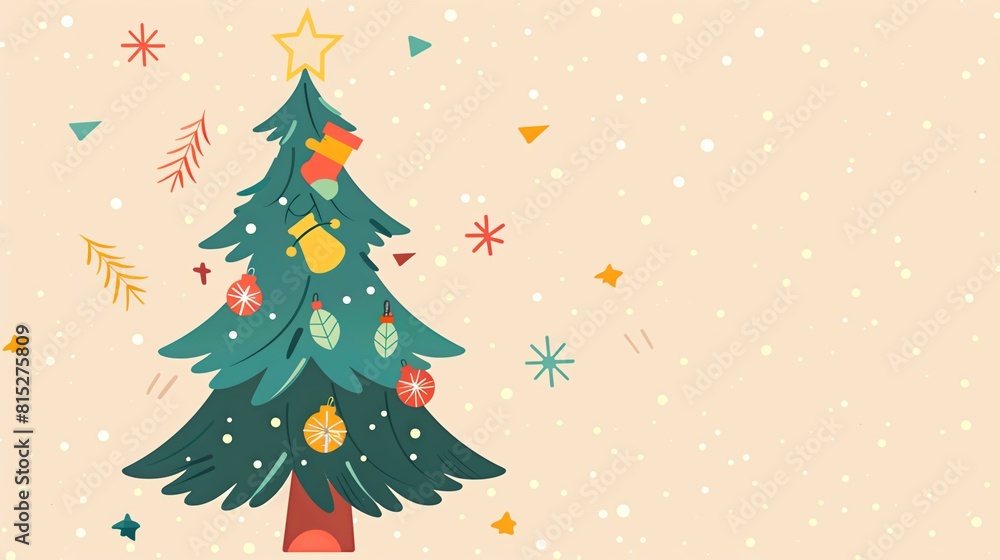 Christmas tree flat design, top view, Christmas theme, cartoon drawing, Analogous Color Scheme Christmas tree flat design, top view, Christmas theme, cartoon drawing, Analogous Color Scheme