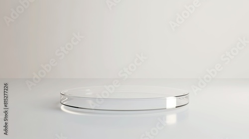 3D rendering of clear glass podium or pedestal isolated on white background.