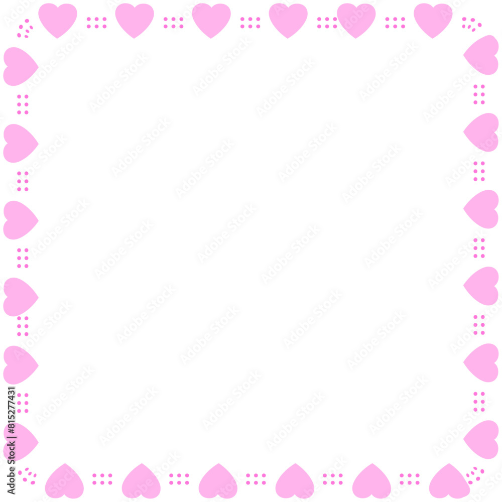 Hand drawn hearts border and frame on white background Hand drawn hearts border and frame on white background