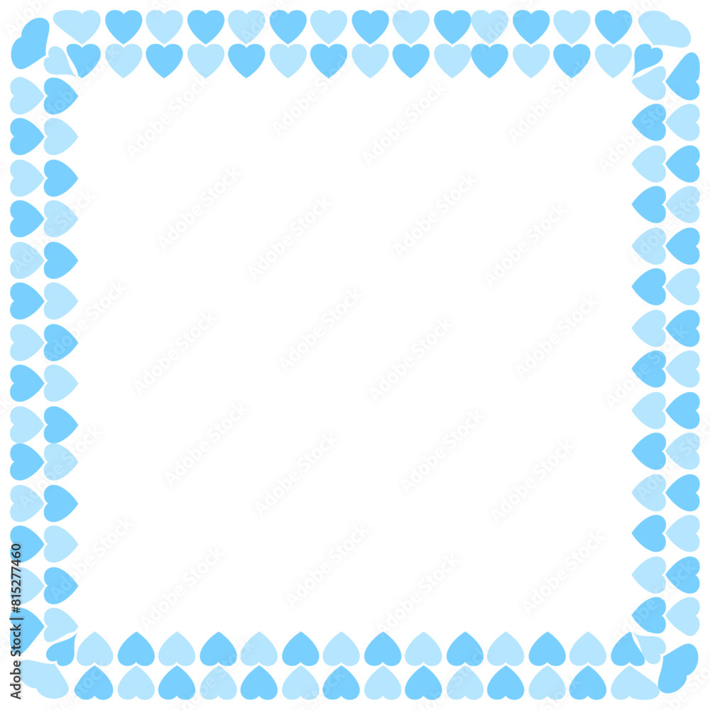 Hand drawn hearts border and frame on white background Hand drawn hearts border and frame on white background