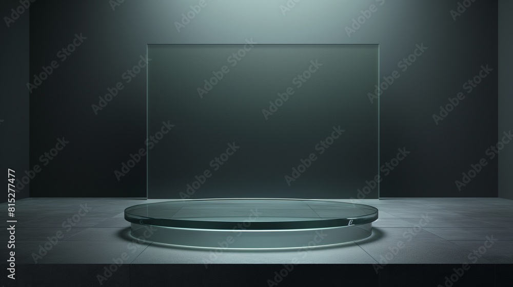 3d rendering of empty transparent glass podium 3d rendering of empty transparent glass podium