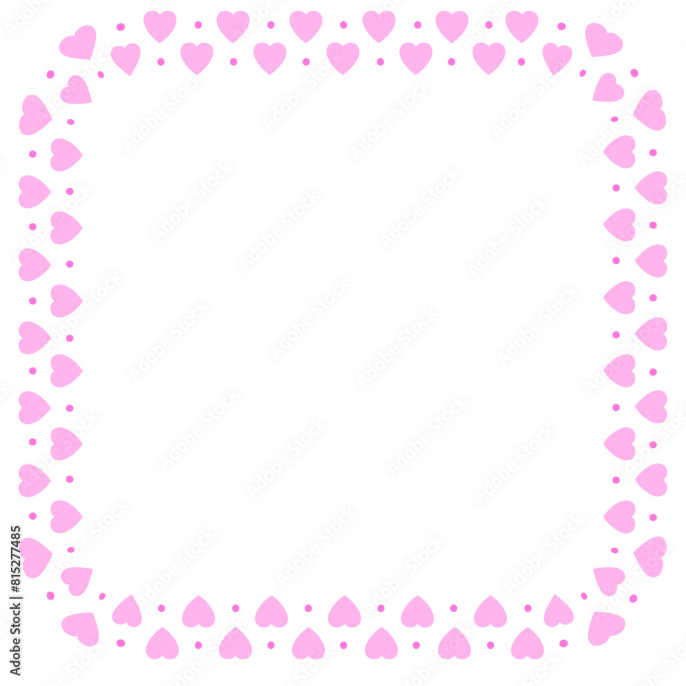Hand drawn hearts border and frame on white background Hand drawn hearts border and frame on white background