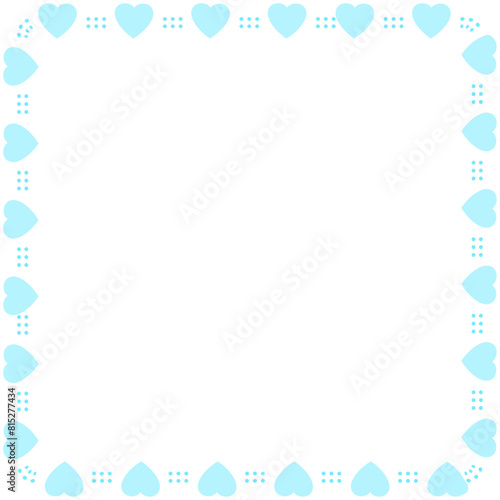 Hand drawn hearts border and frame on white background