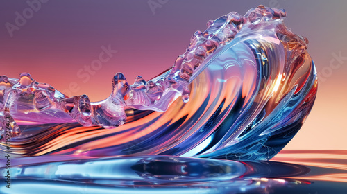 vibrant water splash forming a dynamic wave against a colorful gradient background