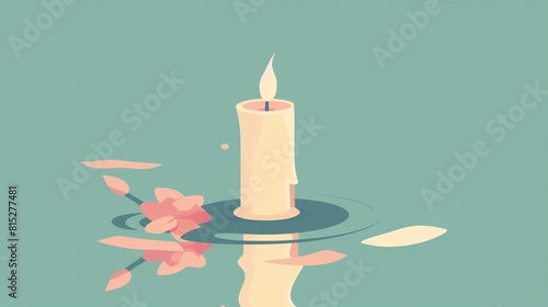 Floating candle flat design, side view, candle theme, animation, Monochromatic Color Scheme photo
