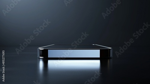 Black glossy table on a dark background.