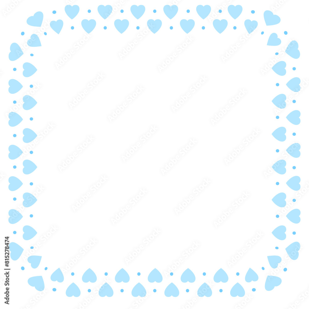 Hand drawn hearts border and frame on white background Hand drawn hearts border and frame on white background