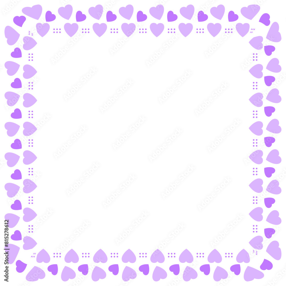 Hand drawn hearts border and frame on white background Hand drawn hearts border and frame on white background