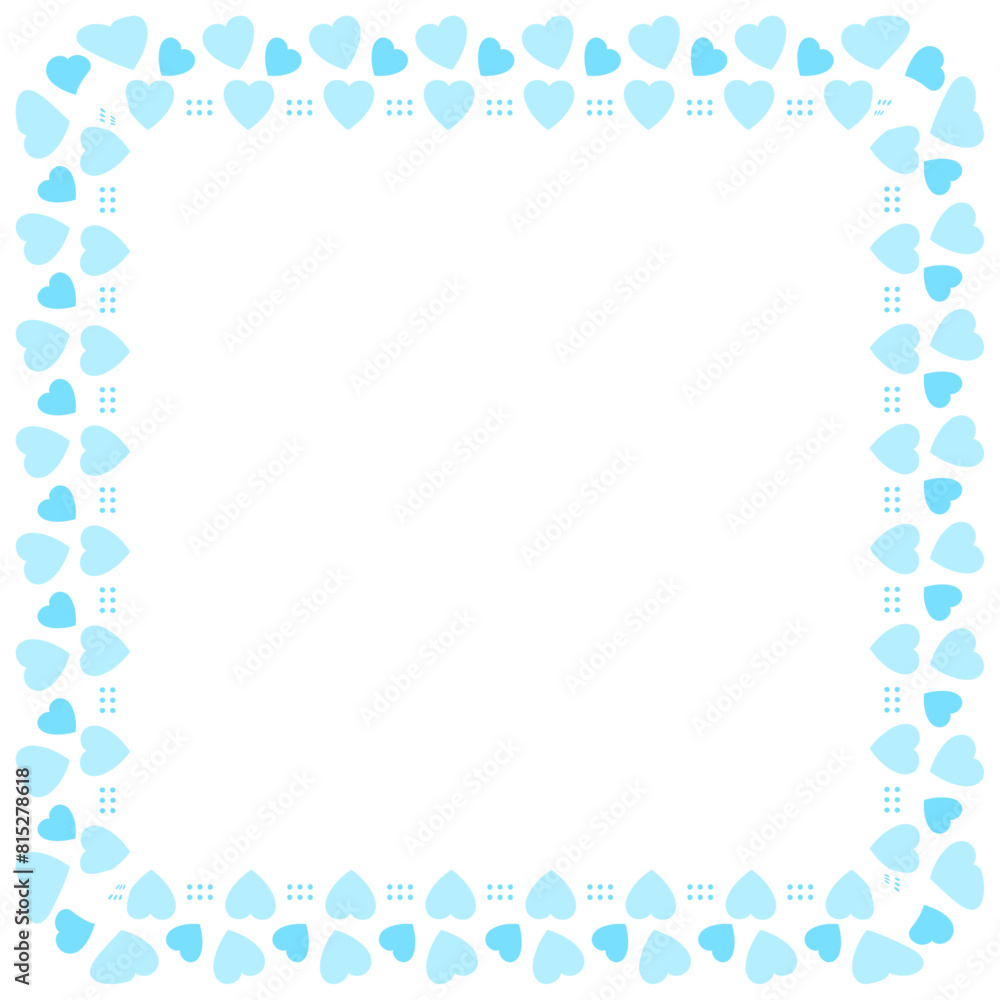 Hand drawn hearts border and frame on white background Hand drawn hearts border and frame on white background