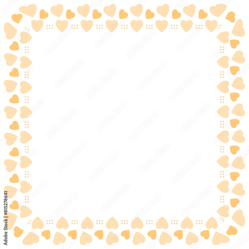 Hand drawn hearts border and frame on white background Hand drawn hearts border and frame on white background
