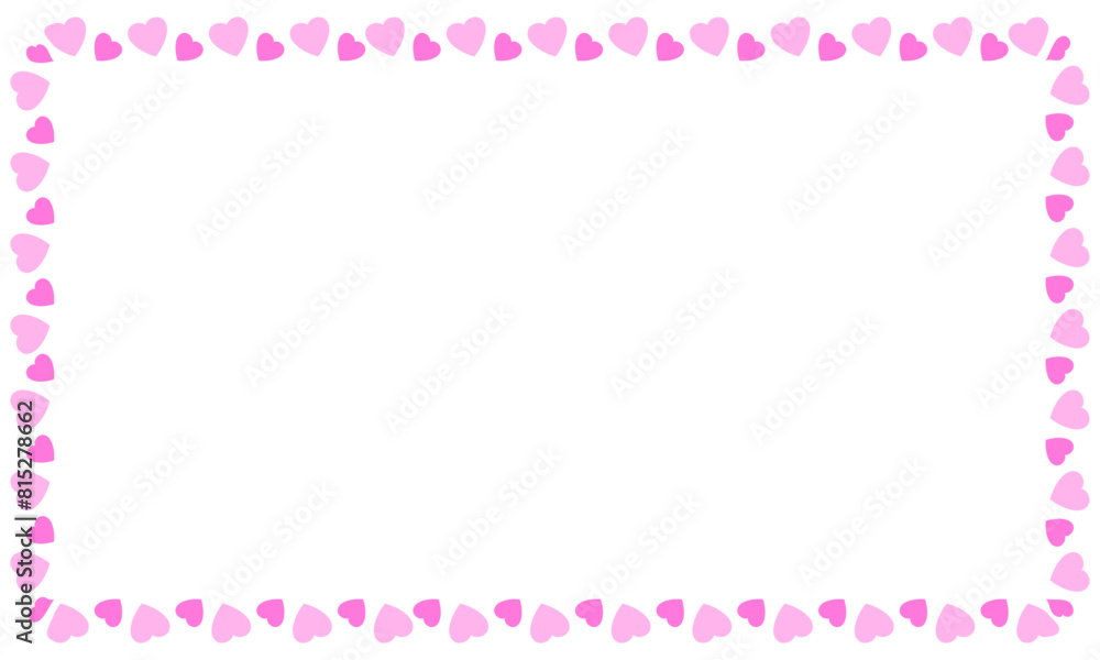 Hand drawn hearts border and frame on white background Hand drawn hearts border and frame on white background