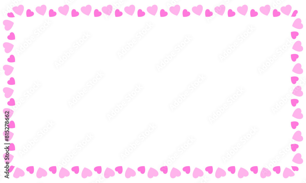 Hand drawn hearts border and frame on white background