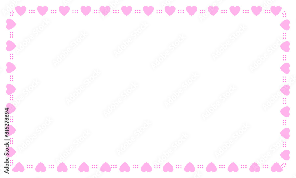 Hand drawn hearts border and frame on white background