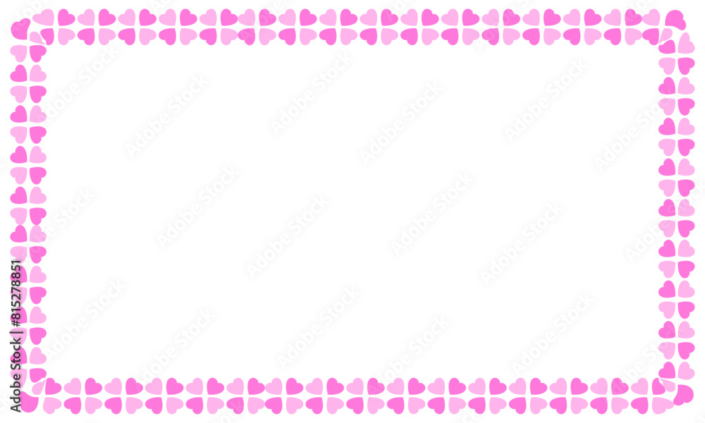 Hand drawn hearts border and frame on white background Hand drawn hearts border and frame on white background