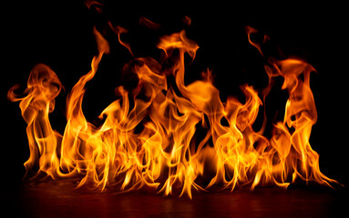 fire png burning flame Isolated on a black background