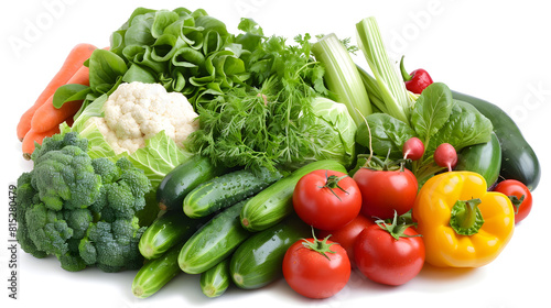 A vibrant and colorful background of fresh vegetables on a clean white surface, suitable for healthy food, nutrition, cooking, and organic farming concepts.