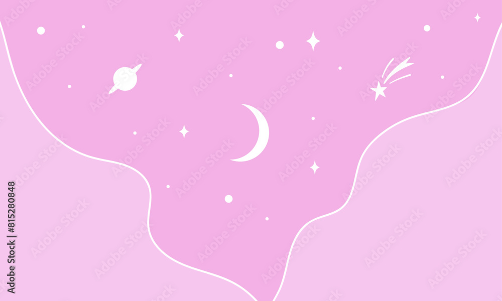 Cloudy sky background with moon and stars in flat style Cloudy sky background with moon and stars in flat style