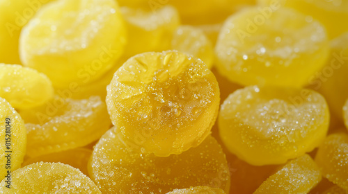 Close View of Sour Lemon Drops Candy - Yellow Hard Confectionery with a Tangy Taste -