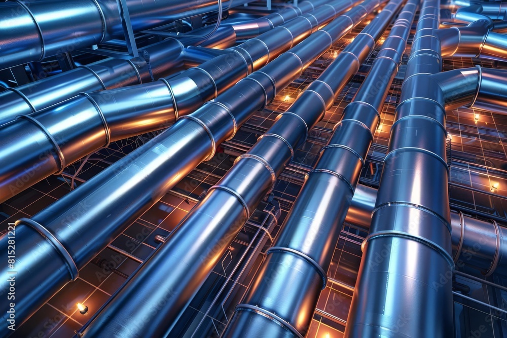 intricate labyrinth of industrial pipelines transporting vital resources 3d illustration