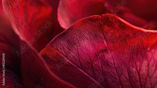 A stunning close up shot capturing the delicate beauty of a crimson rose petal