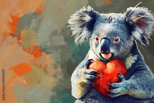 koala cuddles an adorable koala holding a heart symbolizing love and affection digital painting photo