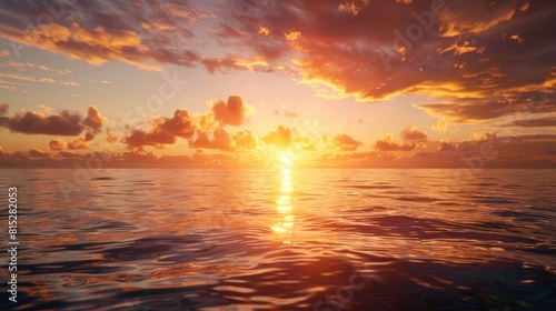 Fantastic sunset over ocean realistic